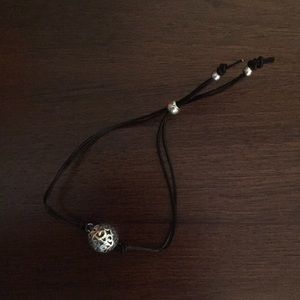 Sterling Silver Carved Sphere Adjustable Bracelet